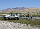 Tibet Kailash 03 Nyalam to Peiku Tso 08 Shishapangma Lunch near Lake Peiku We had lunch on the banks of a small stream near Peiku Tso.